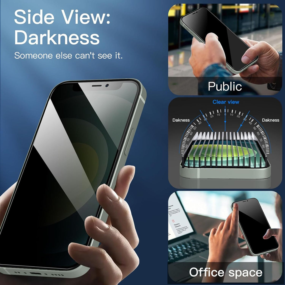 NEW'C 3 Pack Privacy for iPhone 12 Mini Screen Protector (5.4"), Enhanced 28-Degree Privacy Angle, Ultra Durable 9H Hardness, Bubble-Free