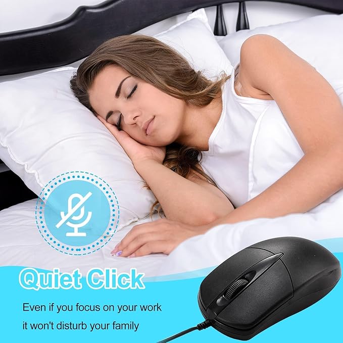 40 PCS Black Wired Computer Mouse Bulk USB 1000 DPI 3 Button Corded Mouse with Home Office Noiseless Simple USB Mouse for Computer Laptop Desktop PC