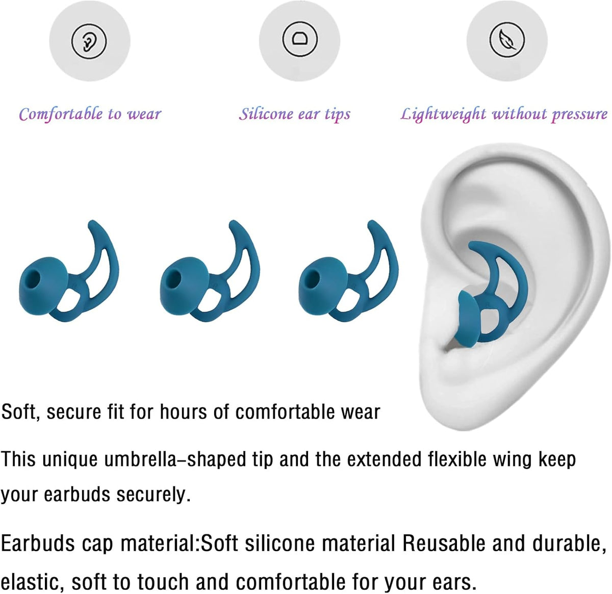 Earbud Pads Replacement Silicone Ear Bud Tips Eartips Compatible with Bose Quietcomfort and Sport Headphone Rubber Tips Earbud Covers Small 3 Pairs