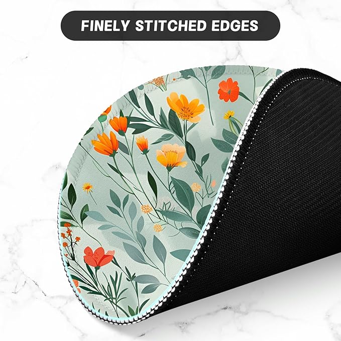 ITNRSIIET Round Mouse Pad with Stitched Edge Premium-Textured Waterproof Non-Slip Rubber Base Desktop Protection Mat Diameter 8.7 inches, Beautiful Flowers