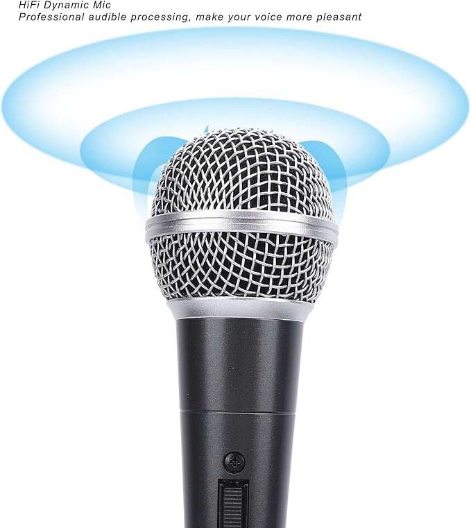 Wired Dynamic Microphone Moving Coil Dynamic Cardioid Handheld Microphone with Shock Absorber for Active Speakers Mixers Amplifiers (Black)