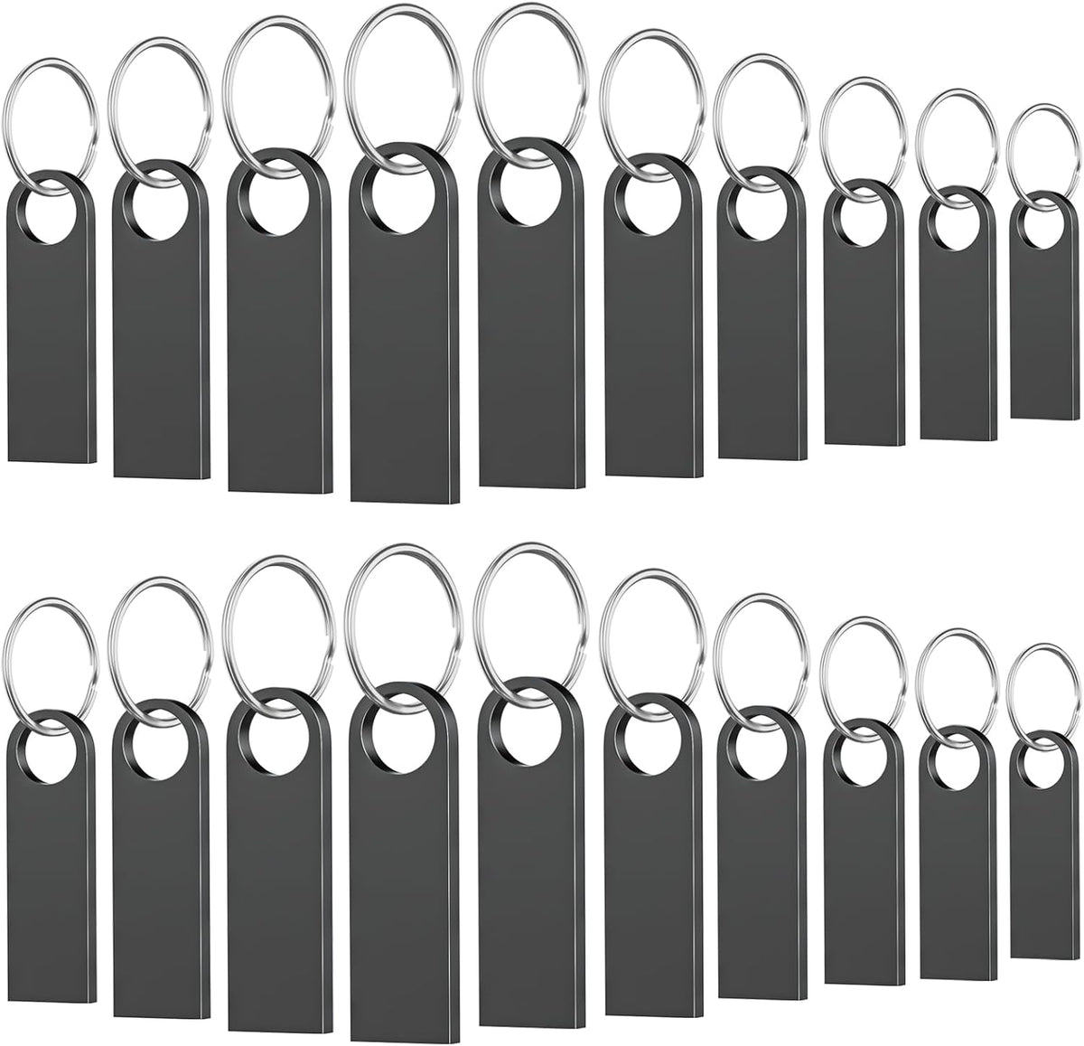20 Pack 4GB USB Flash Drive with Keychains, Wooolken Sleek Metal USB 2.0 Thumb Drives Memory Stick for PC Laptop Computer(Dark Grey)