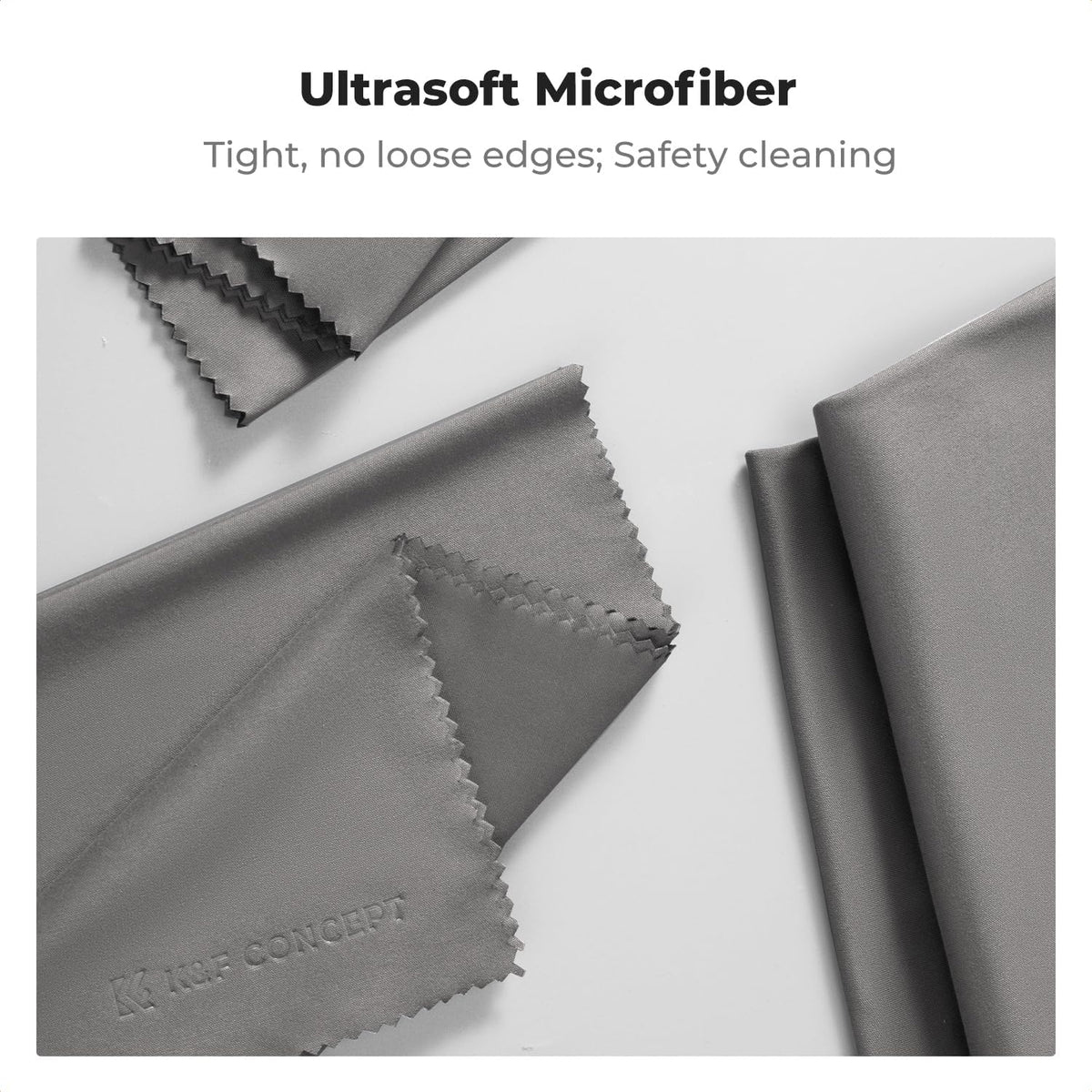 4 Pack 16''x16'' Extra Large Microfiber Cleaning Cloths, K&F Concept Oversized Microfiber Cloths for TV Screen, Electronics, Laptops, Telescope, Computers, Eyeglasses, Gray