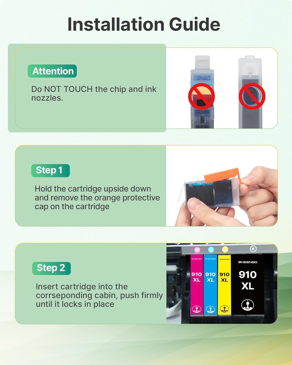 910XL Ink Cartridges for HP Printers (4 Pack) Replacement for HP 910XL Ink Cartridges Combo Pack Use for OfficeJet 8010 8020 Series, Pro 8020, 8030 Series Printer | Black Cyan Magenta Yellow