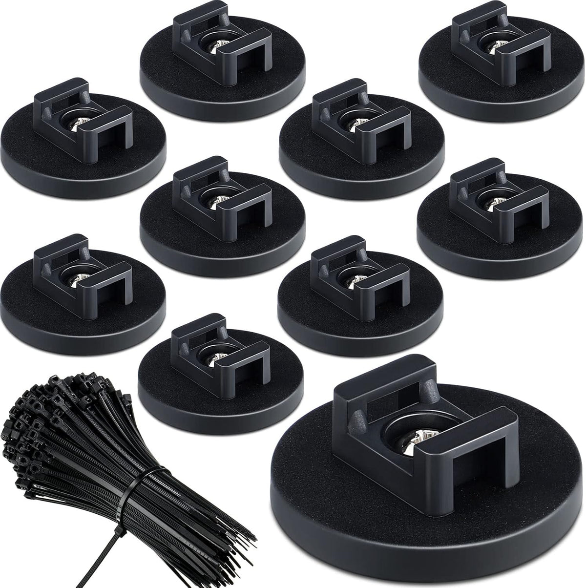 60 (43 mm) Yookeer Pieces Magnetic Zip Tie Mount Multipurpose Cable Holder Magnets Magnetic Wire Management Bases