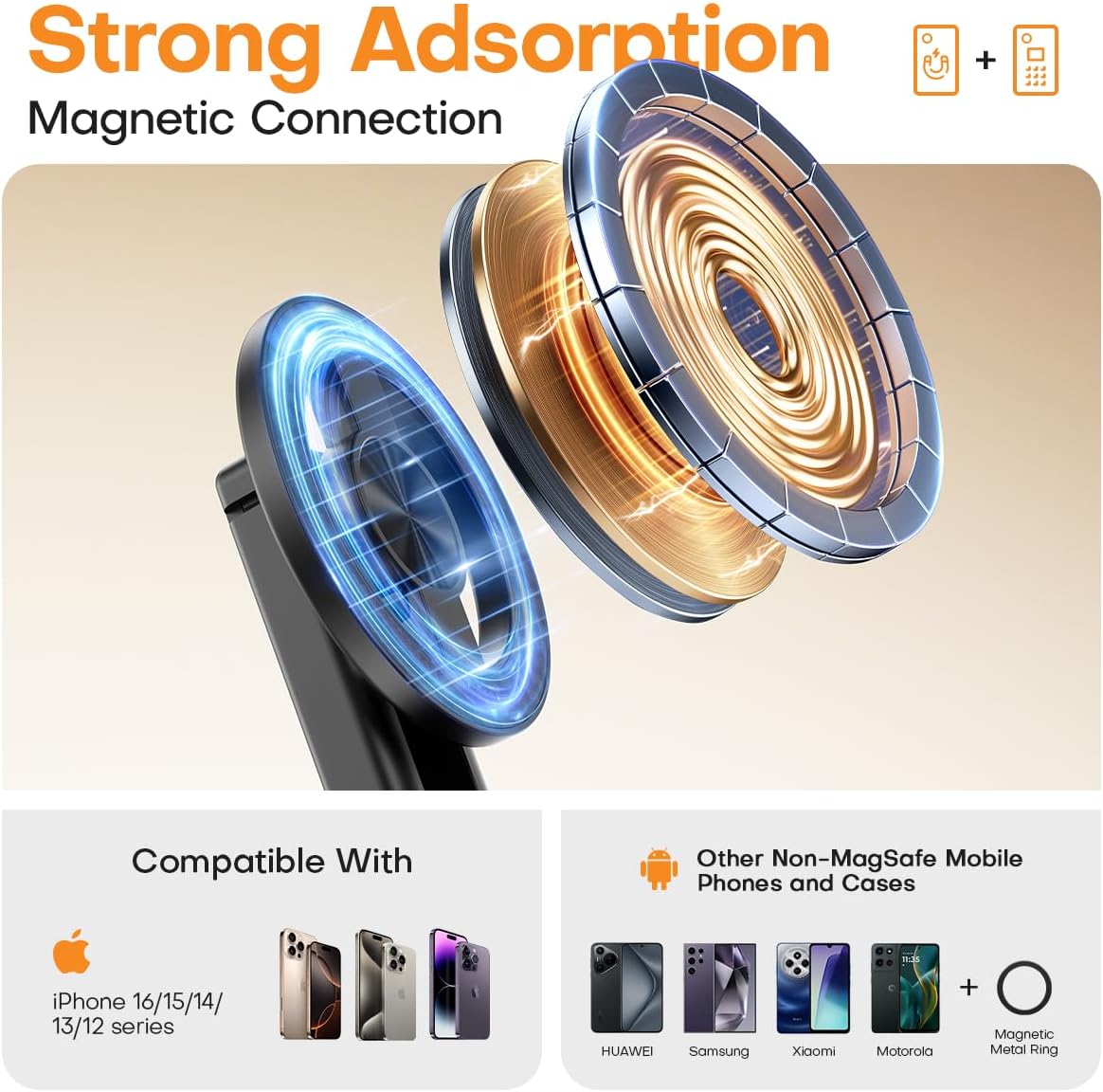 Mini Magnetic Selfie Stick,360° Rotation Carbon Fiber Cell Phone Tripod for MagSafe,Portable Magnet Selfie Stick with Remote Control,Extendable Small Travel Tripod Phone Stand for MagSafe Smartphones