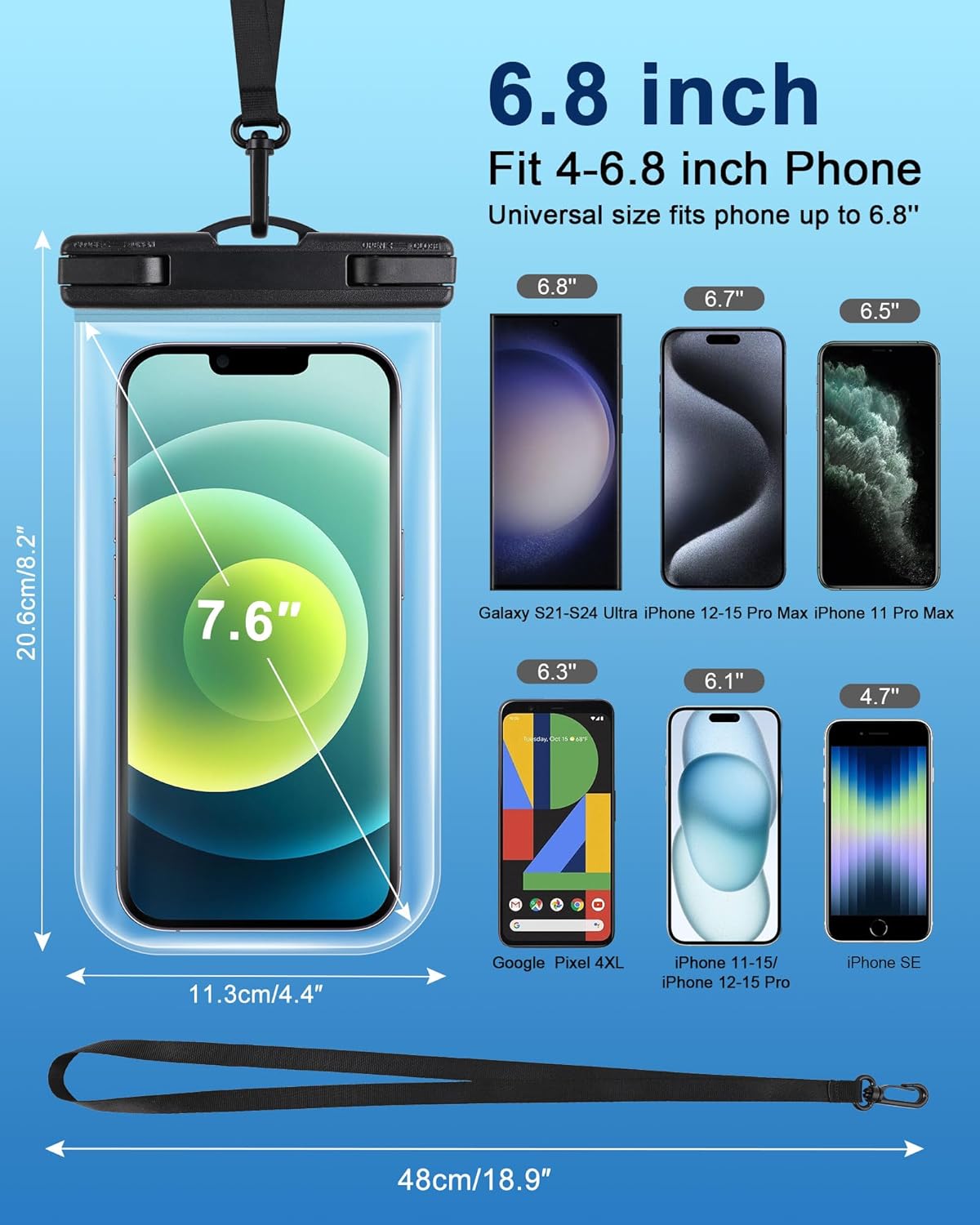 2025 Waterproof Phone Pouch: 3 Pack Cruise Ship Essentials Must Haves Dry Bag for Beach Vacation Essentials Accessories, Water Proof Phone Case for iPhone 16 15 14 13 12 Pro Plus Max Galaxy