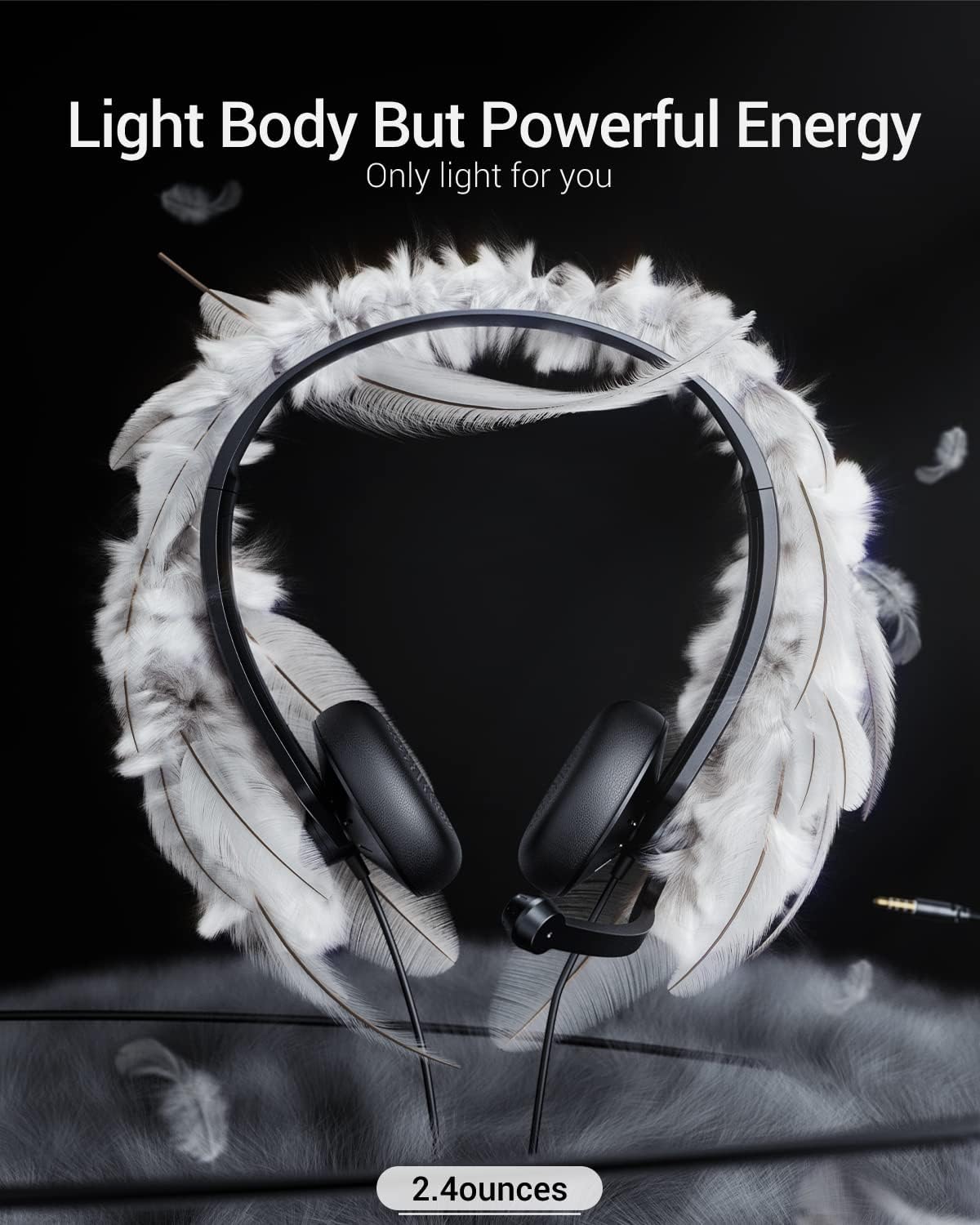 Wired Headphones with Microphone Headset - 3.5mm On-Ear Computer Headphones with Noise Cancelling Microphone for PC Laptop Home Office Online Class Skype Zoom Meetings Chat,Lightweight