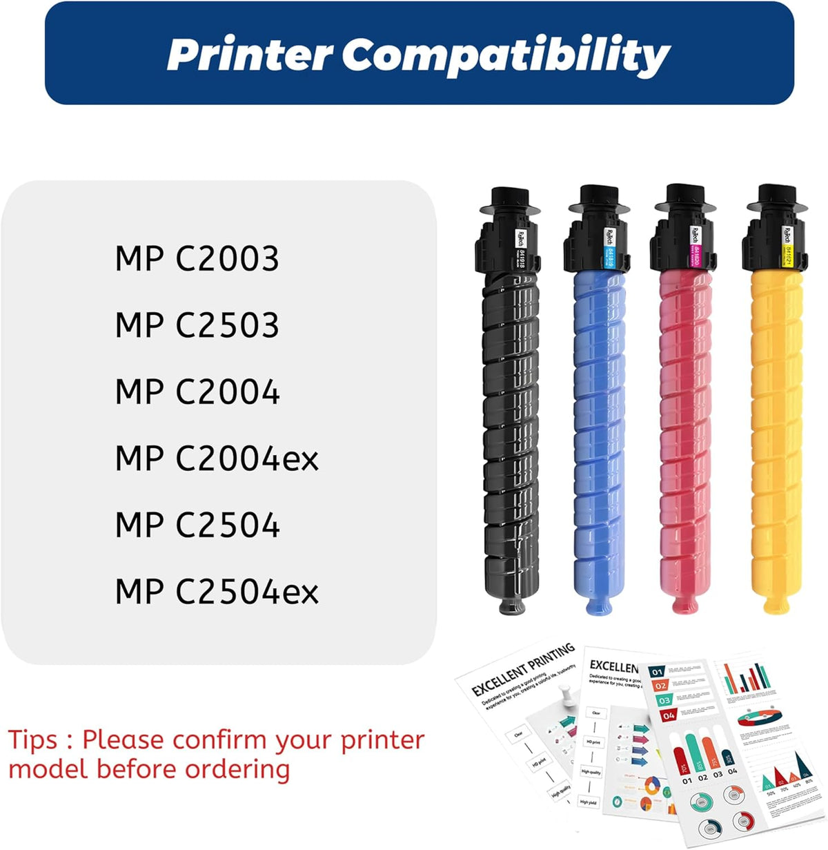 MP C2003 C2503 Toner Cartridge Black Cyan Magenta Yellow - Replacement for Ricoh C2003 C2503 841918 841921 841920 841919 High Yield for Lanier Savin MP C2503 C2003 C2004 C2504 Printer,4 Pack