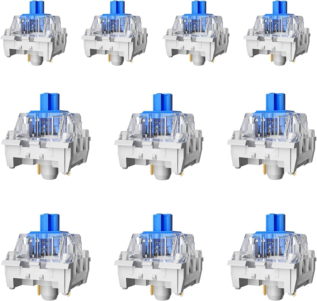 10 3 50gf 3D ZhouWang PCS Blue Switch Pin Pre-Lubricated,Dustproof Clicky Switch,Suitable for clickers for PrintsMX