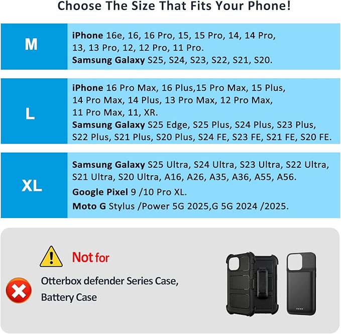ACCKUO Phone Holster for Belt with Metal Clip and Magnetic Closure Compatible with iPhone 17 Air, 16/15/14/13/12 Pro Max, Galaxy S26/S25/S24/S23/S22 Plus & FE for Everyday Protection, L-Coffee