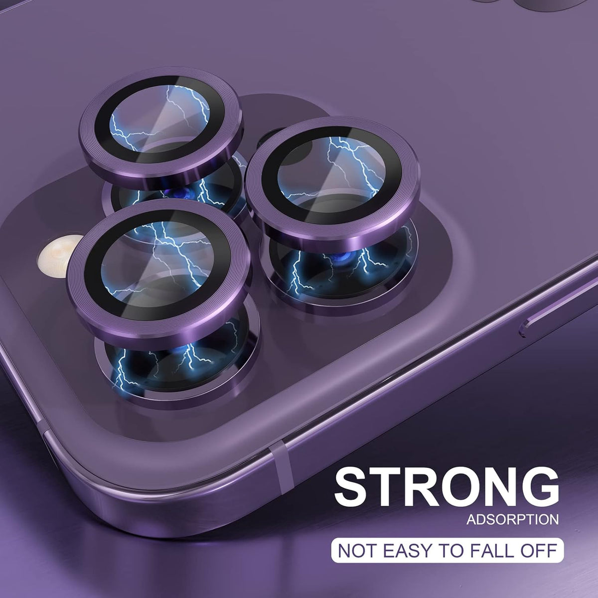 Choiche [3+1 for iPhone 14 Pro/iPhone 14 Pro Max Camera Lens Protector, 9H Tempered Glass Camera Cover Screen Protector Metal Ring Decoration Accessories (Purple)