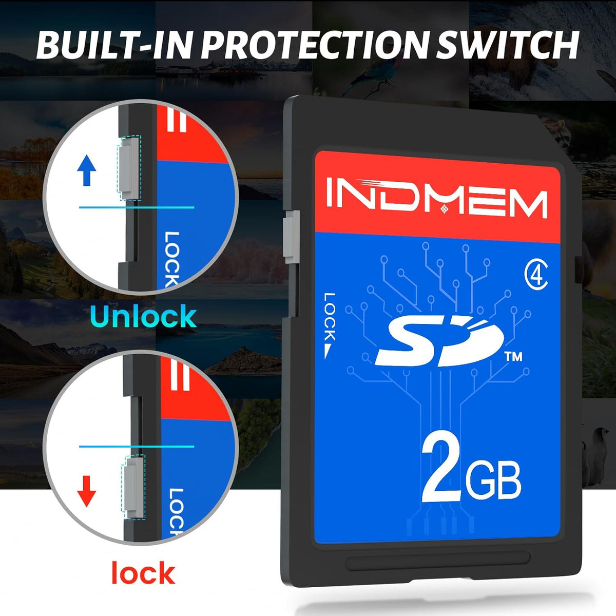 INDMEM 2GB SD Card, 10 Packs Class 4 2GB Flash Memory Card MLC Standard Secure Digital Cards Camera Card