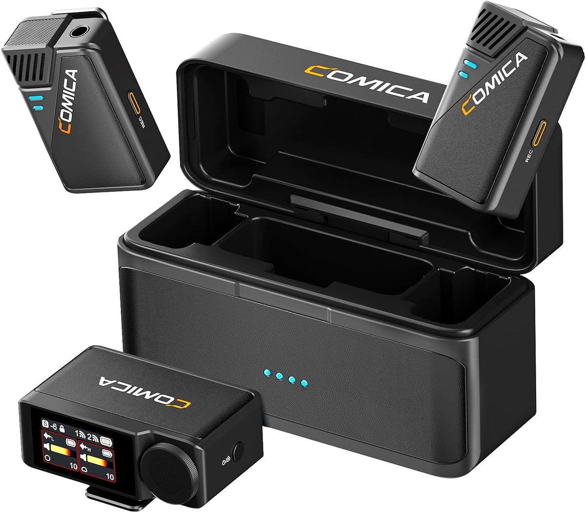 COMICA BooMax Wireless Lavalier Microphone System, 32-Bit Float Mic with 32GB Internal Recording, Touchscreen, Noise Cancellation, Dual Lapel Mics for iPhone, Android, DSLR, Camera, Video, Streaming
