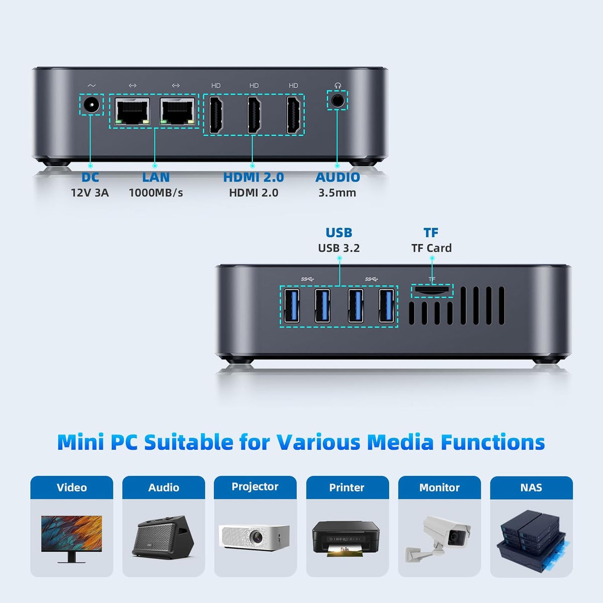 DreamQuest Mini PC W 11 Pro, Intel 12th Gen N95 (Up to 3.4GHz), 16GB RAM, 512GB SSD | Mini Computer for Business & Home Office | 4K HDMI, Gigabit Ethernet, WiFi 5, BT 5.0