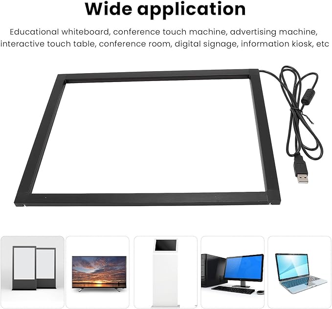 Bewinner Infrared Touch Frame Interactive IR Touch Overlay Panel for Education Digital Signage with USB InterfaceAluminum Alloy Touch Screen Overlay (23.6 inch)