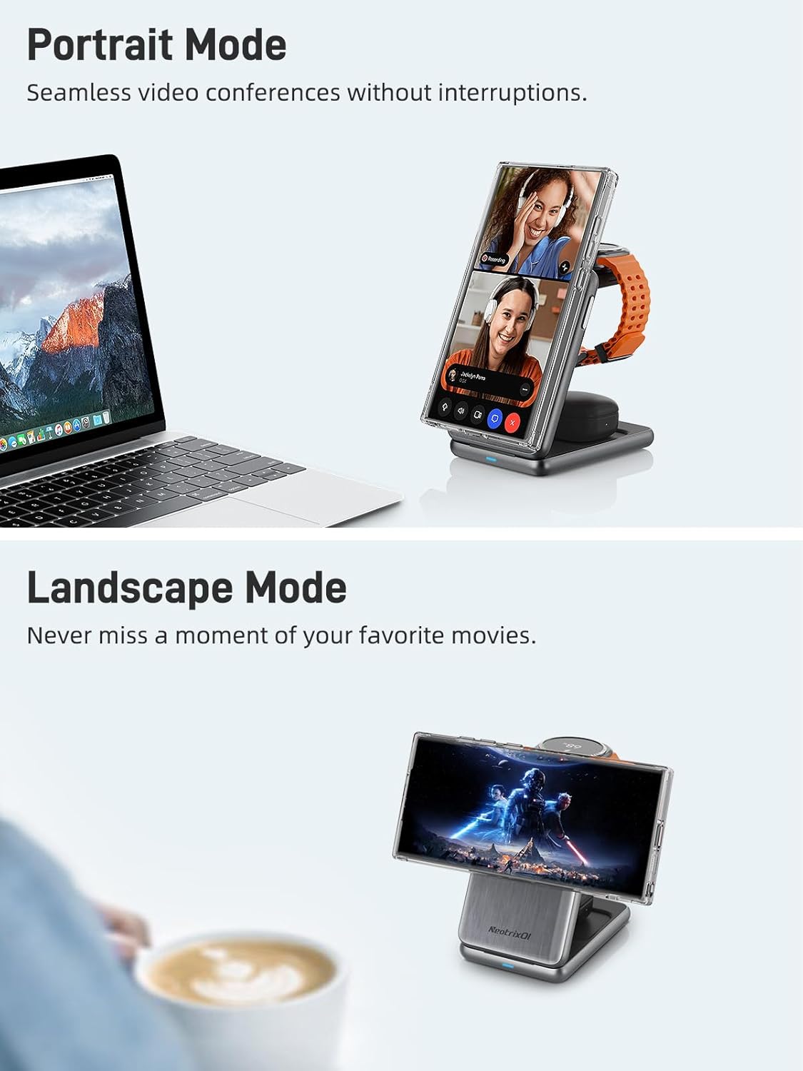Magnetic Wireless Charger for Samsung, 3 in 1 Foldable MagSafe Charging Station for Galaxy S25 Ultra/S24/Z Fold7/Flip7/Buds, One-Click Ejection Charger Only for Samsung Galaxy Watch 8/Ultra/7