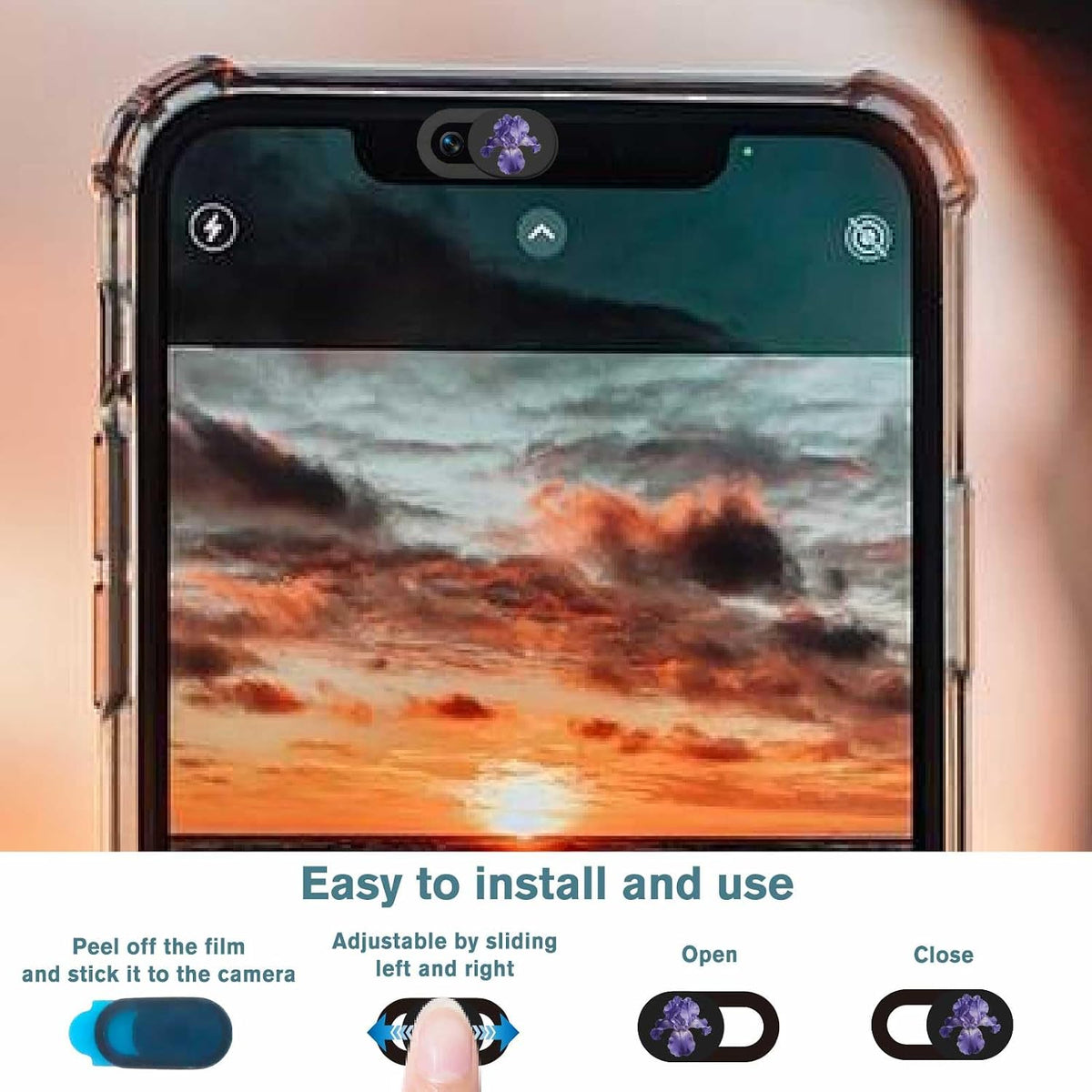 6Pcs 6 0.04 Inch Styles Cute Camera Cover Slide Flowers Privacy Guard Accessories, Webcam Cover Slide Ultra Thin