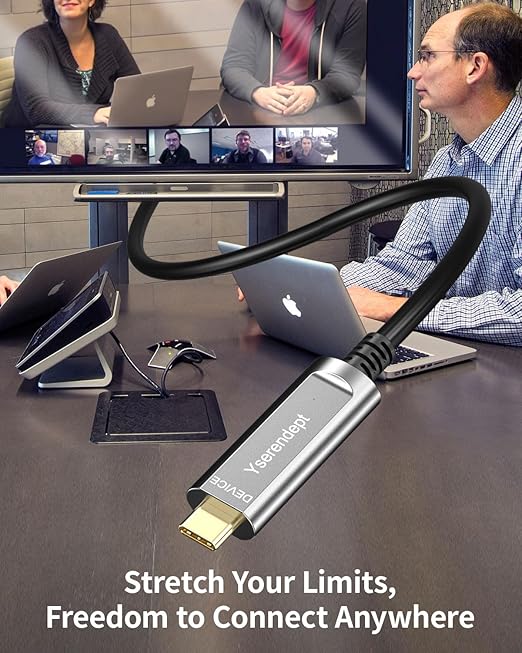USB C Cable 65ft Fiber Optic10Gbps High Speed Data TransferCompatible with Logitech CamerasVR/ARHDDsProjectorsHubsGaming ConsolesWebcamsPrinterGrey