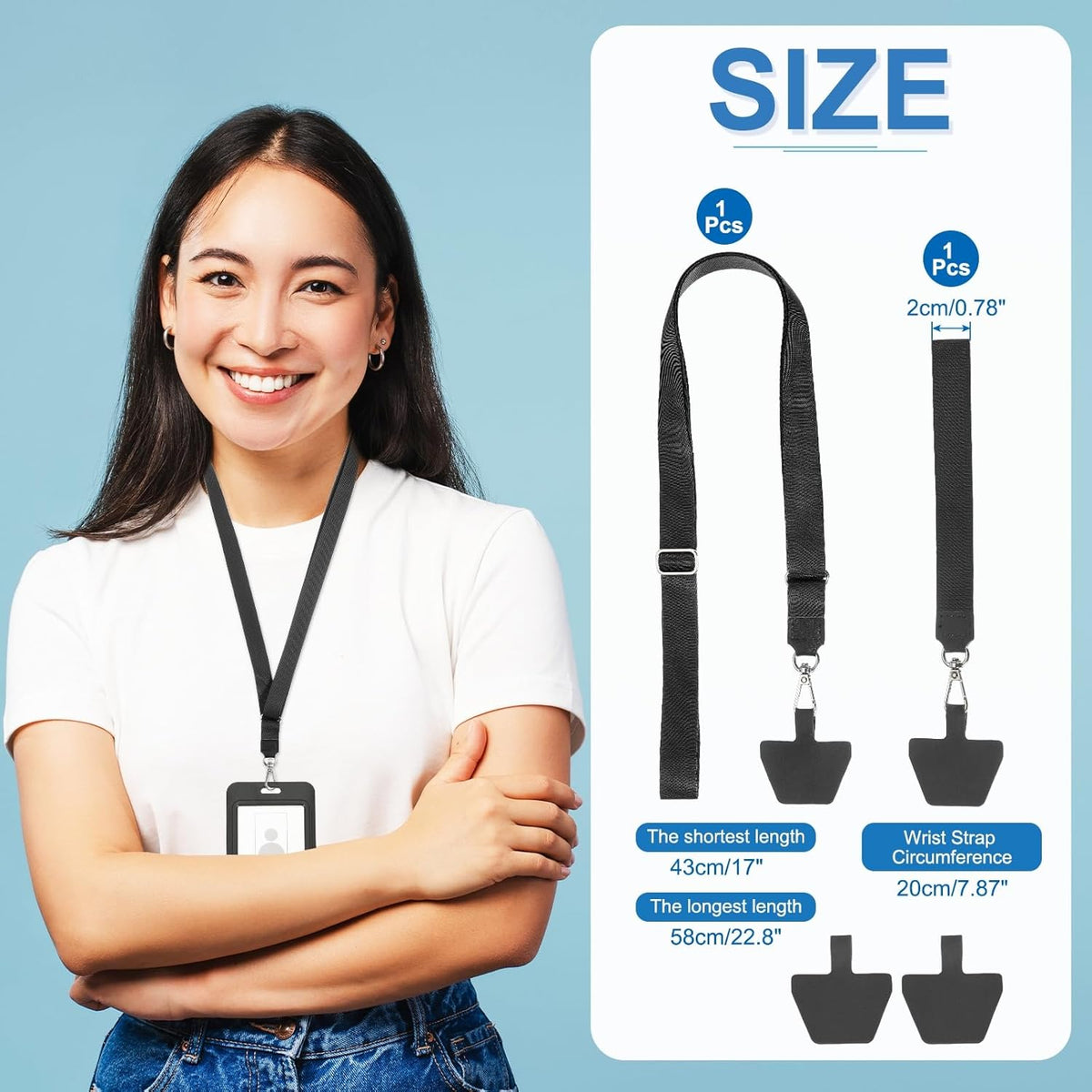 PATIKIL Smart Phone Lanyard with Wrist Strap and Patches for Most Smartphones ID Badges Keychain