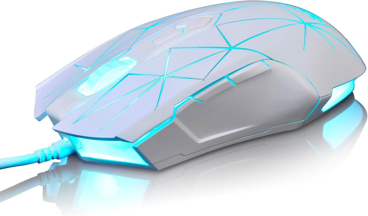FIRSTBLOOD ONLY GAME. AJ52 Watcher RGB Gaming Mouse, Programmable 7 Buttons, Ergonomic LED Backlit USB Gamer Mice Computer Laptop PC, for Windows Mac Linux OS, Star White