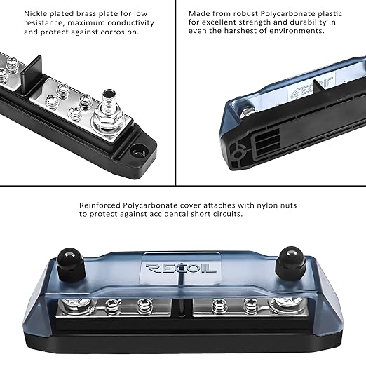 Recoil BBPG5 Bus Bar Stud Positive and Negative Power Distribution Block