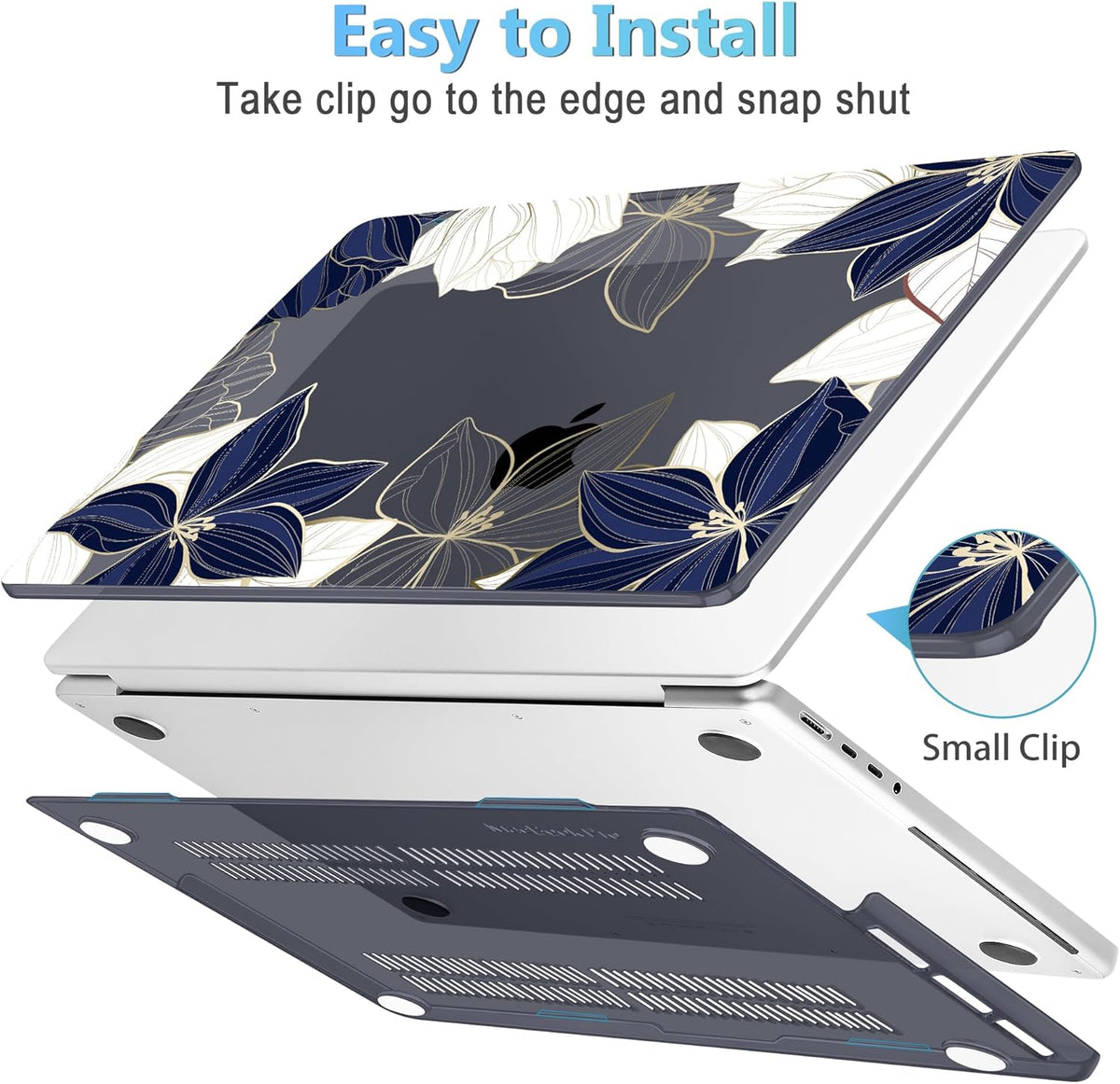Mektron Case for MacBook Pro 16" M4 A3403 A3186 M3 A2991 M2 A2780 M1 A2485 (2021/2023/2024) Pro/Max with Touch ID, Hard Shell Plastic Laptop Cover Keyboard Cover Screen Protector, Gold line Lily