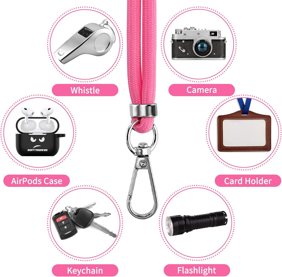 CACOE Phone Lanyard 2 Pcs-2 Pcs Adjustable Neck Strap,4 Pcs Phone Patches,Universal Crossbody Multifuctional Cell Phone Lanyards Compatible with Most Smartphones(Black+Rose Red)