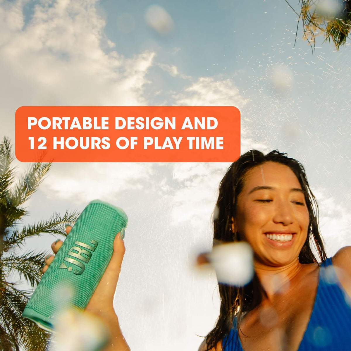 JBL Flip 6 - Portable Bluetooth Speaker, powerful sound and deep bass, IPX7 waterproof, 12 hours of playtime, JBL PartyBoost for multiple speaker pairing for home, outdoor and travel (White)