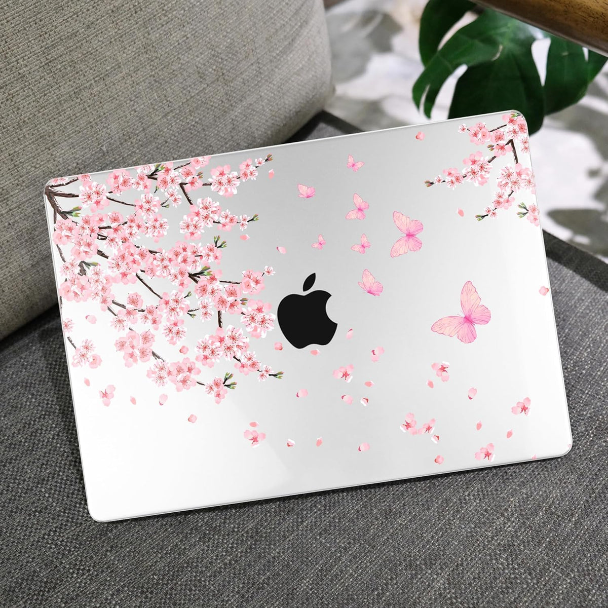 MEEgoodo for MacBook Air 13.3 inch Case 2021 2020 2019 2018 A2337 M1 A2179 A1932, Laptop Shell with Keyboard Webcam Cover & Trackpad Film & Type C Adapter for MacBook Air M1, Cherry Blossoms