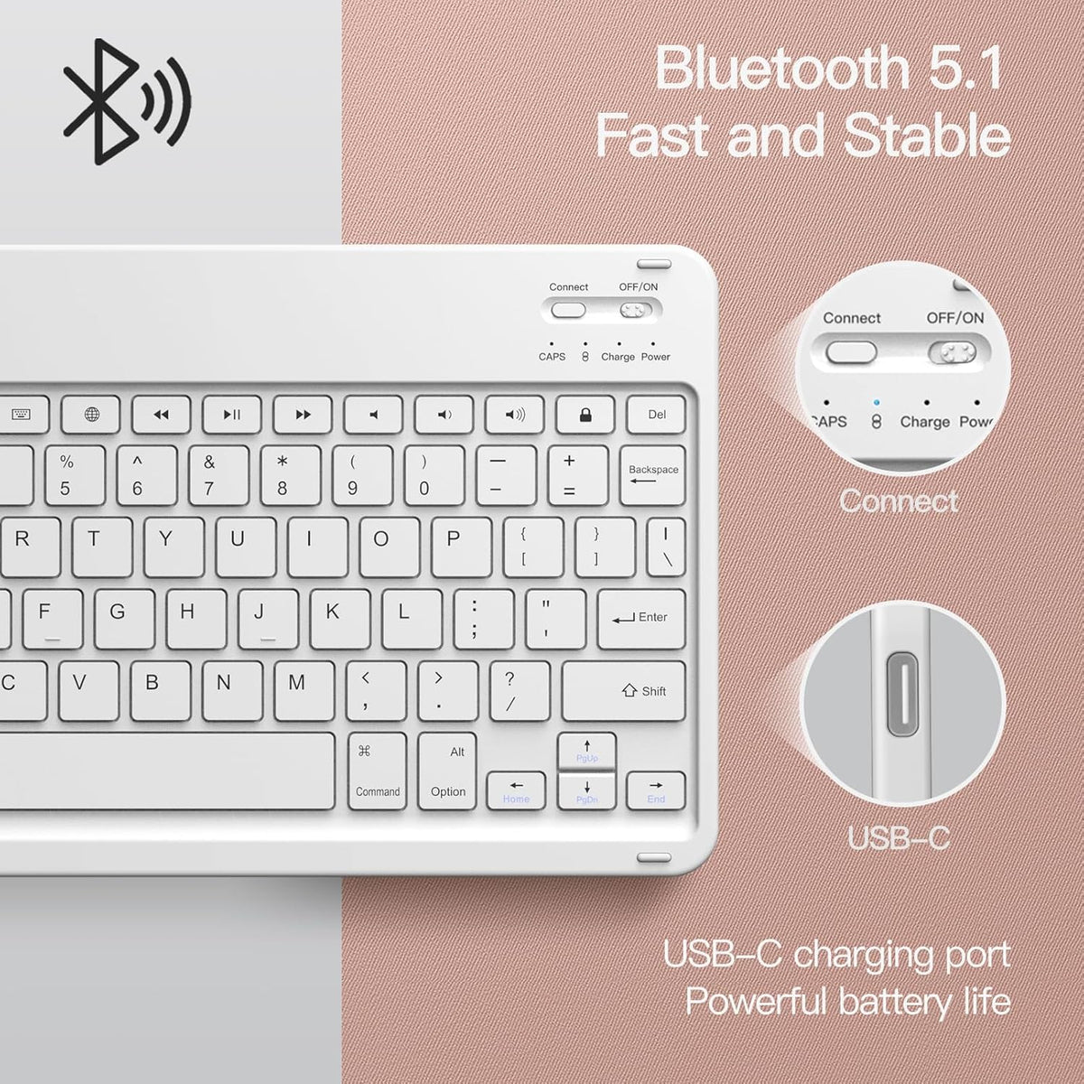JETech Keyboard Case for iPad 10.2-Inch (2021/2020/2019 Model, 9th/8th/7th Generation) with Pencil Holder, Magnetic Detachable Bluetooth Wireless Keyboard, Soft TPU Back Stand Cover (Rose Gold)