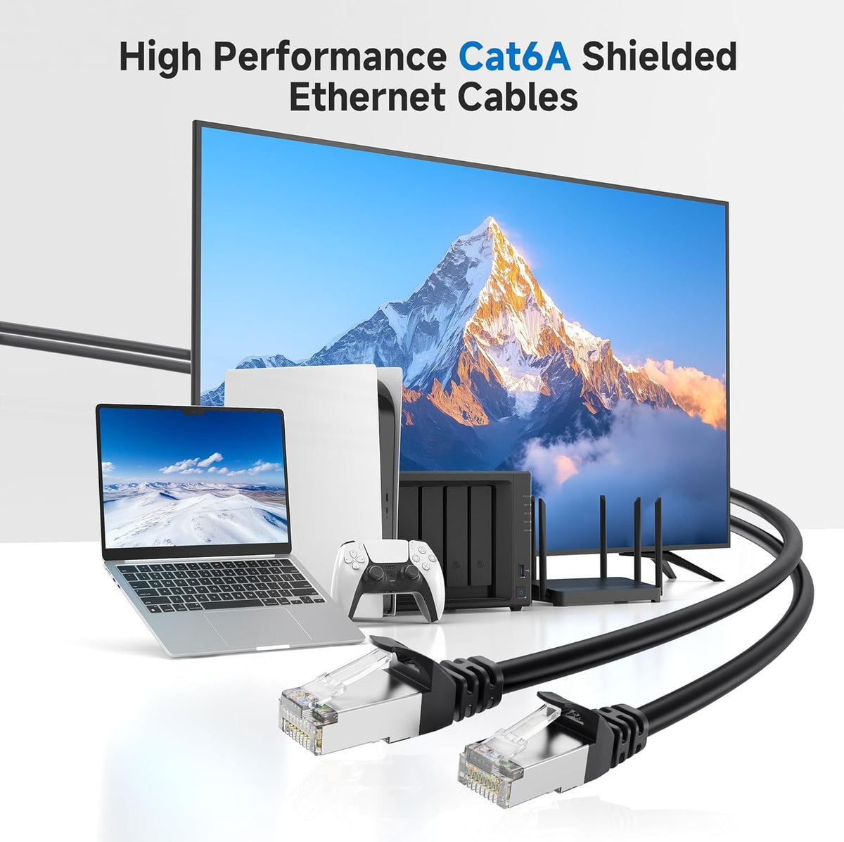 10Gbps 5-Pack 6A 14ft, 6A Cat6A Cable Matters Snagless Shielded Cat Ethernet Cable - Cat Cable, Cord, Ethernet Cord