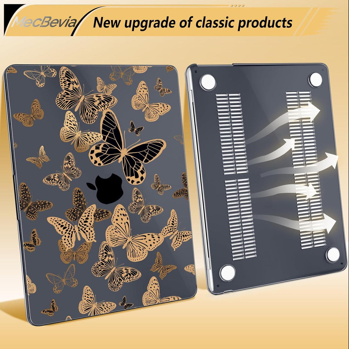 Compatible with MacBook Air 13.6 inch Case, M4 A3240/M3 A3113/M2 A2681 (Released 2025 to 2022), Hard Shell, Keyboard Cover, Screen Protector, Webcam Cover & Type-C Adapter, Butterfly
