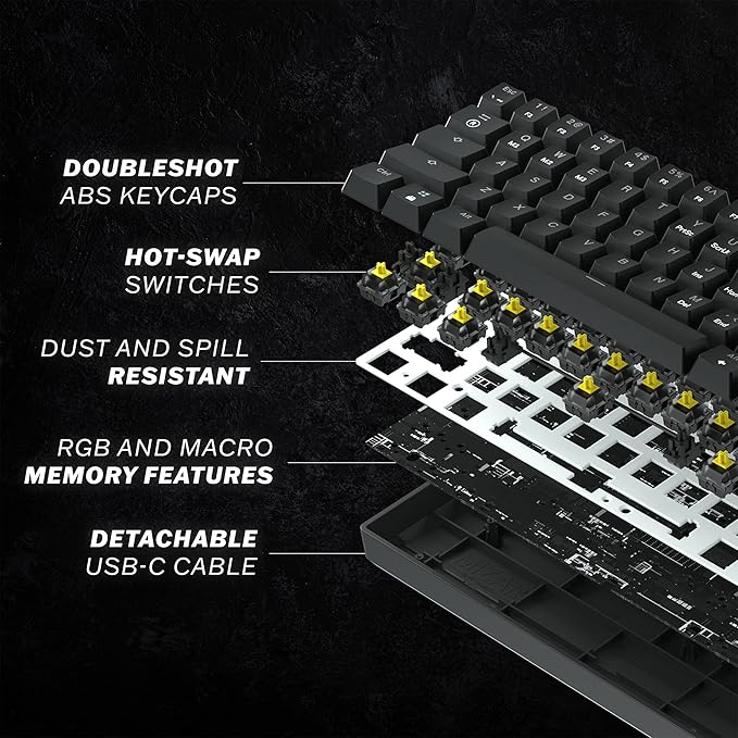 HK Gaming GK61 Mechanical Gaming Keyboard 60 Percent | 61 RGB Rainbow LED Backlit Programmable Keys | USB Wired | for Mac and Windows PC | Hotswap Gateron Optical Brown Switches | Blue