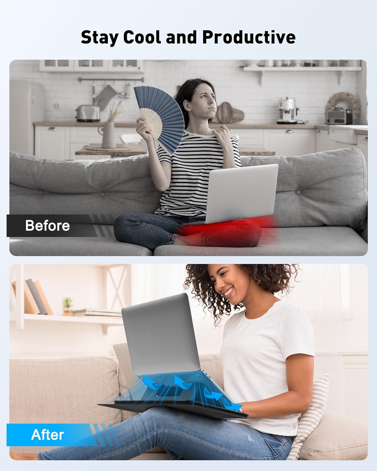 AboveTEK Adjustable Laptop Lap Desk, 3 Ergonomic Angles, PU Leather Non-Slip Surface, Heat Shield, Retractable Mouse Pad, Portable Laptop Lap pad Workstation for Bed, Sofa, Travel