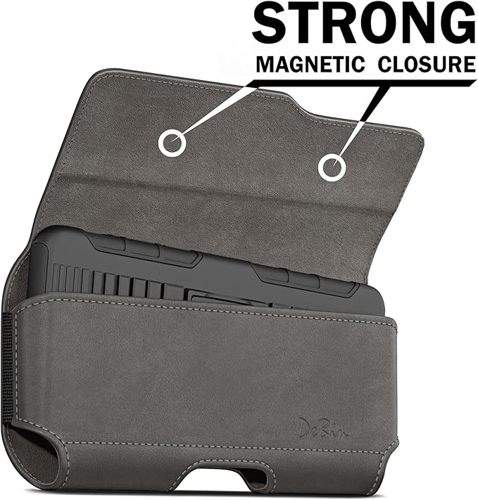 DeBin Case for Galaxy S26 S25 S24 5G S23, S22, S21, S20, S10, S9, A10e, A01, Note 10, Cell Phone Belt Holster Clip Pouch Holder Cover (Fits Samsung with Case on) Pewter