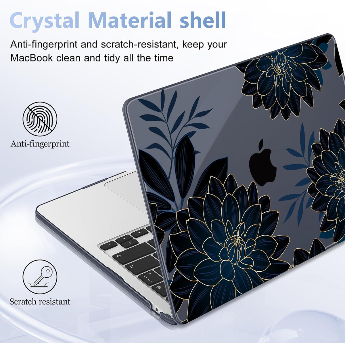 Case for MacBook Air 15 Inch 2025 2024 2023 Release M4 A3241 M3 A3114 M2 A2941, Hard Shell with Screen Protector & Keyboard Cover, Compatible with Touch ID, Flower Dahlia