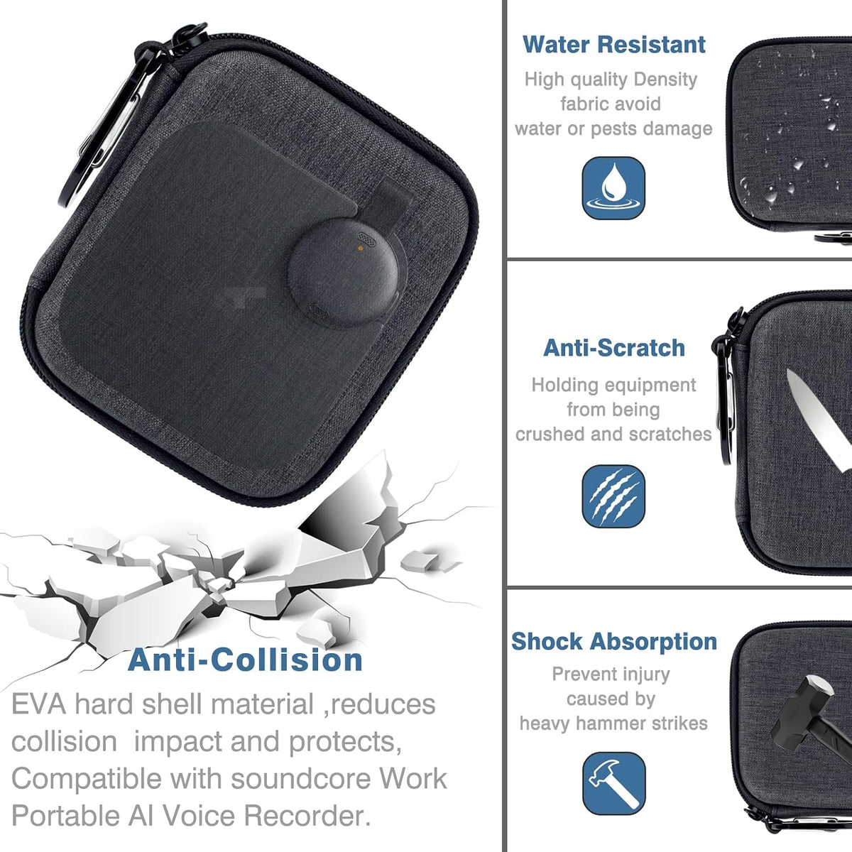 EVGRDCS Case for Anker soundcore Work AI Voice Recorder (Case Only)