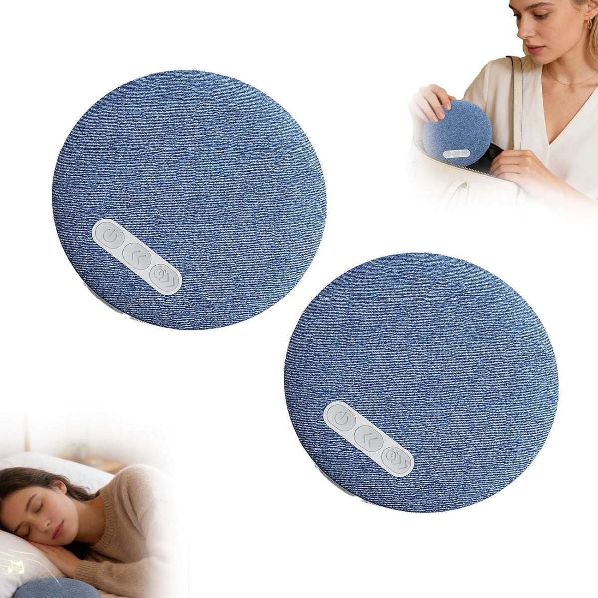 Generic (Blue-2) Bluetooth Pillow Speaker for Sleeping - Mini Portable Under Pillow Speaker with White Noise & Timer