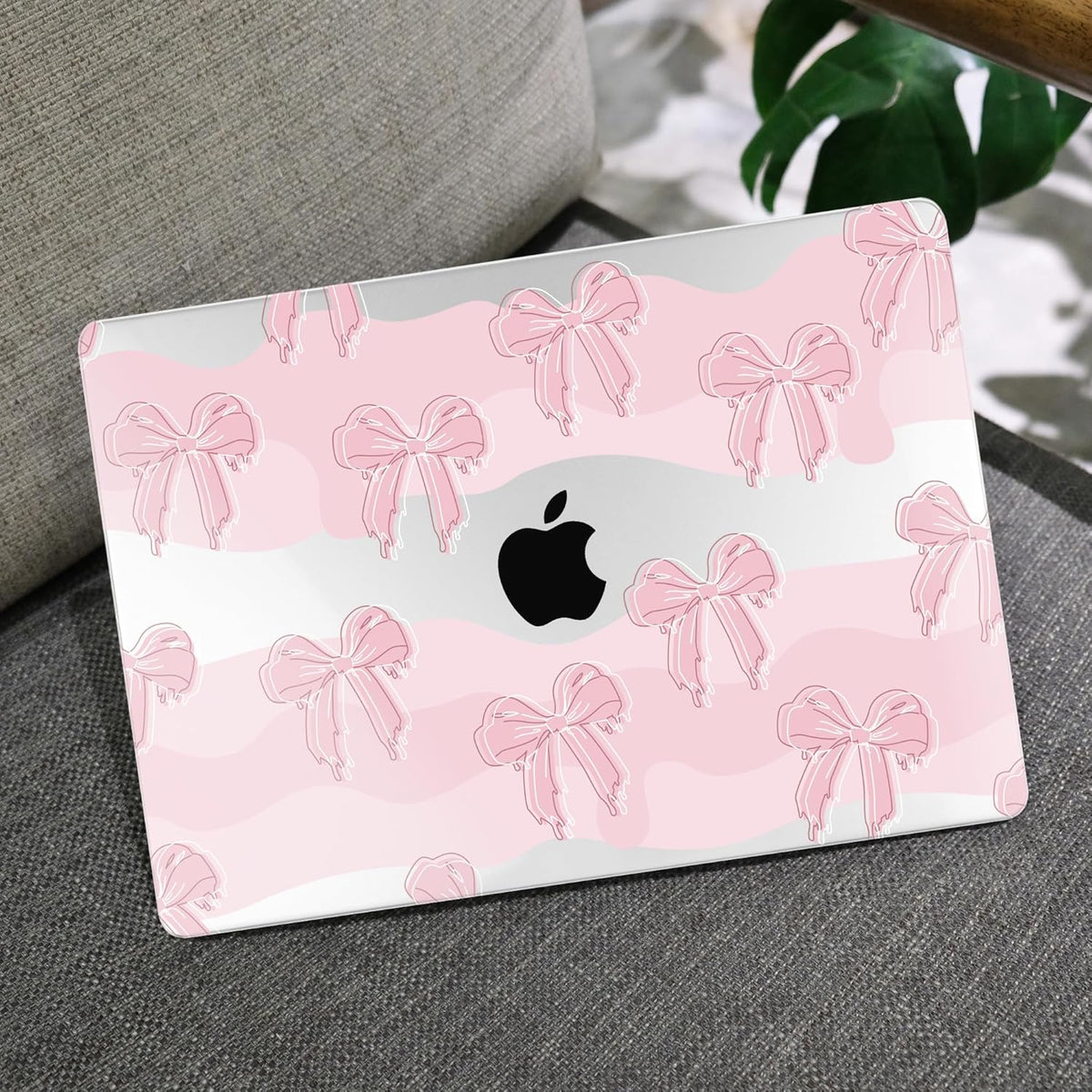 MEEgoodo for MacBook Air 13.3 inch Case 2021 2020 2019 2018 A2337 M1 A2179 A1932, Laptop Shell for MacBook Air M1 with Keyboard Webcam Cover & Trackpad Film & Type C Adapter,Melted Bow