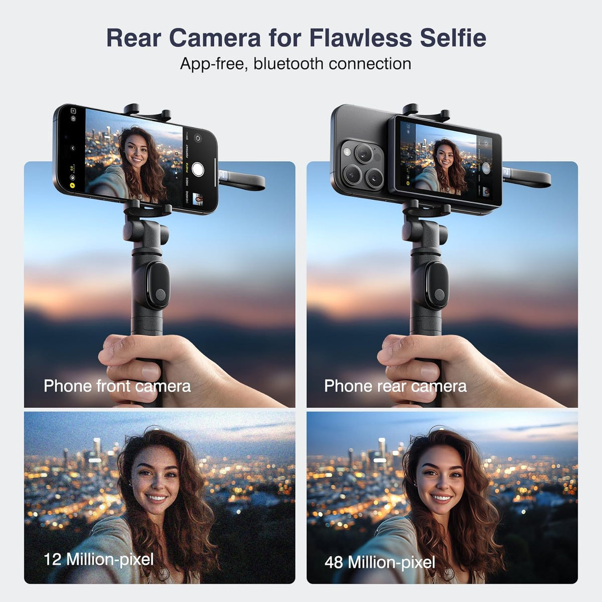 Vlog Selfie Monitor Screen, Magnetic Phone Vlog Selfie Monitor Screen 4K 60fps Bluetooth Remote, Back Camera Monitor for Vlog Live Stream TikTok, Compatible with iPhone & Android