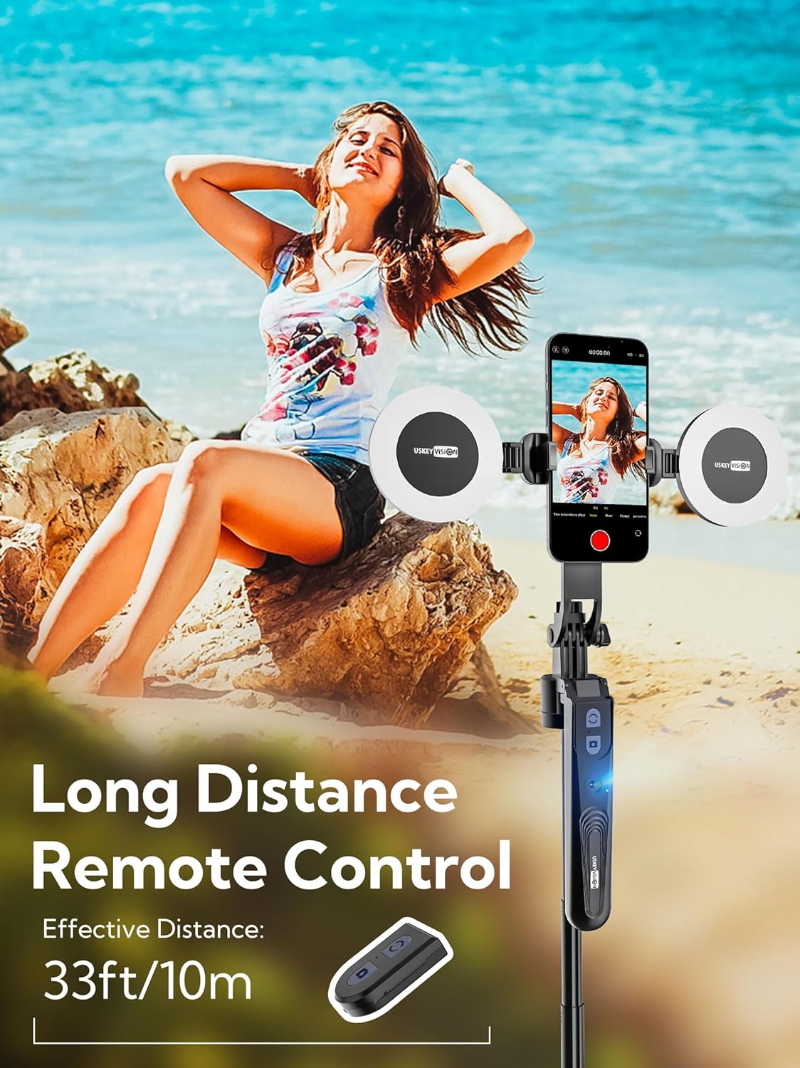 Auto Face Tracking Tripod 360 Rotation,Phone Tripod for iPhone w/Fill Light,Selfie Stick for iPhone w/Remote Control,70” Phone Holder Video Recording for Content Creators TikTok(UTK-02)
