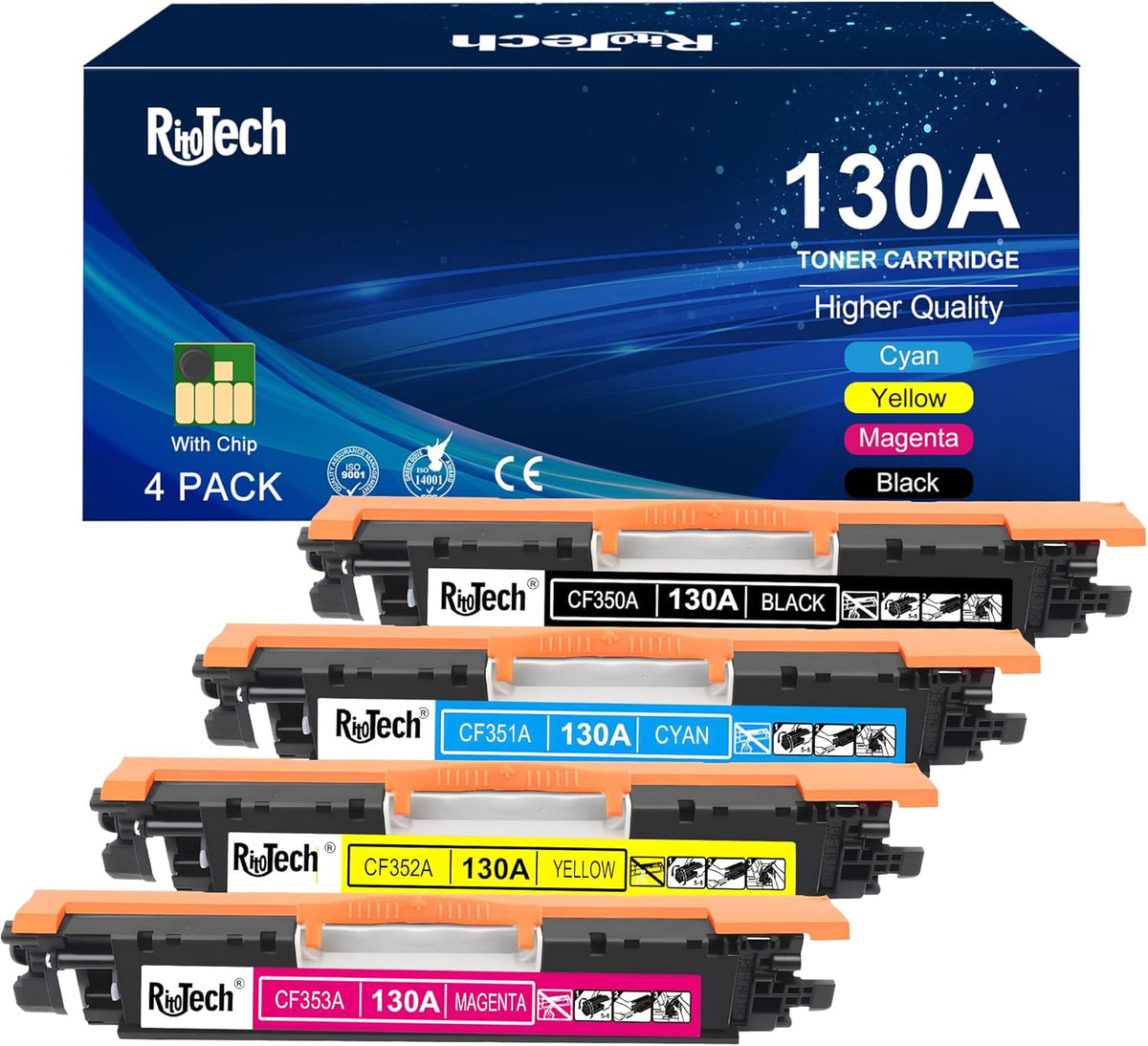 130A Toner Cartridge,Compatible Replacement for HP 130 A CF350A CF351A CF352A CF353A for HP Color Laserjet Pro MFP M177fw M176n M177 M176 Printer,Black Cyan Yellow Magenta,4 Pack