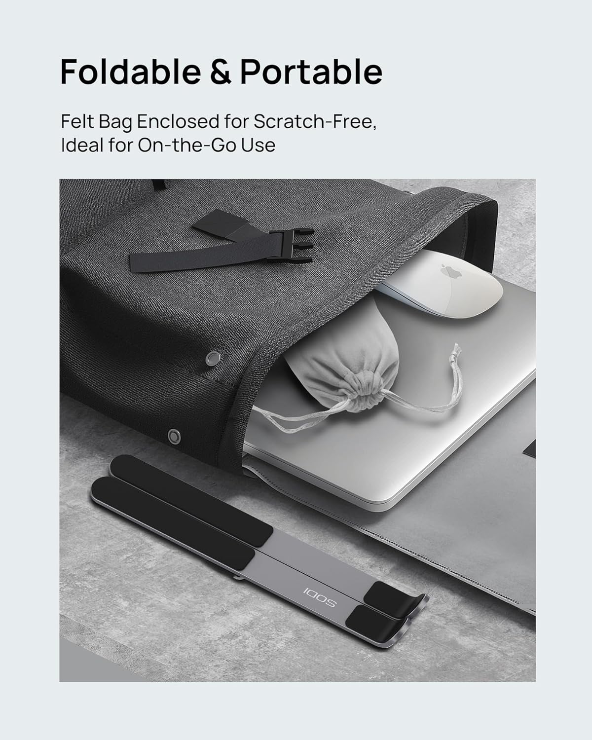 SODI [Innovative Compact] Foldable Laptop Stand for Desk, Lightweight Portable Laptop Stand for Business Trip, Library, Cafe, 6 Level Height Ergonomic Aluminum Computer Stand for MacBook 10-16"