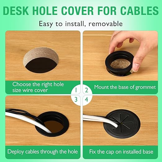 EASYEAH 5 Pcs Desk Grommet 2-1/16" / 53 mm, Desk Hole Cover for Cables Coffee, Cable Grommet ABS Plastic, Desk Hole Grommet for Home & Office Pc, Detachable Cable Cord Organizer