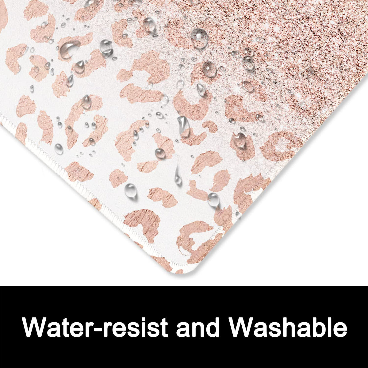 ITNRSIIET Mouse Pad with Stitched Edge Premium Textured Smooth Precise Operation Waterproof Washable Non-Slip Rubber Base Desktop Protection Mat, 10.2×8.3×0.12 inches, Rose Gold Leopard Print