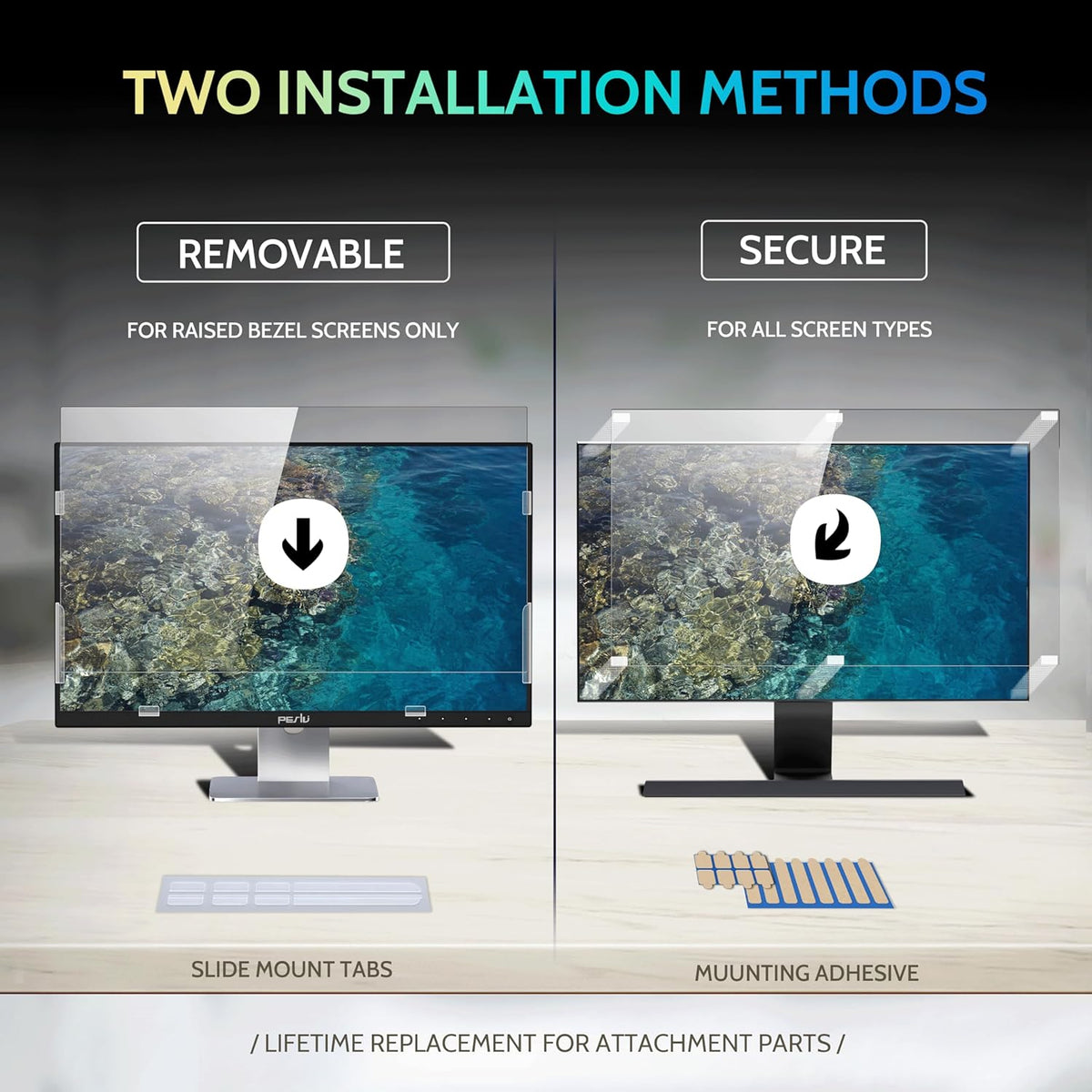 [2 Pack] 25 Inch Privacy Screen for Computer Monitor 16:9 Aspect Ratio, Eye Protection Anti Blue Light Glare Shield, 25inch Removable Black Blackout Anti Spy Desktop Security Private Filter