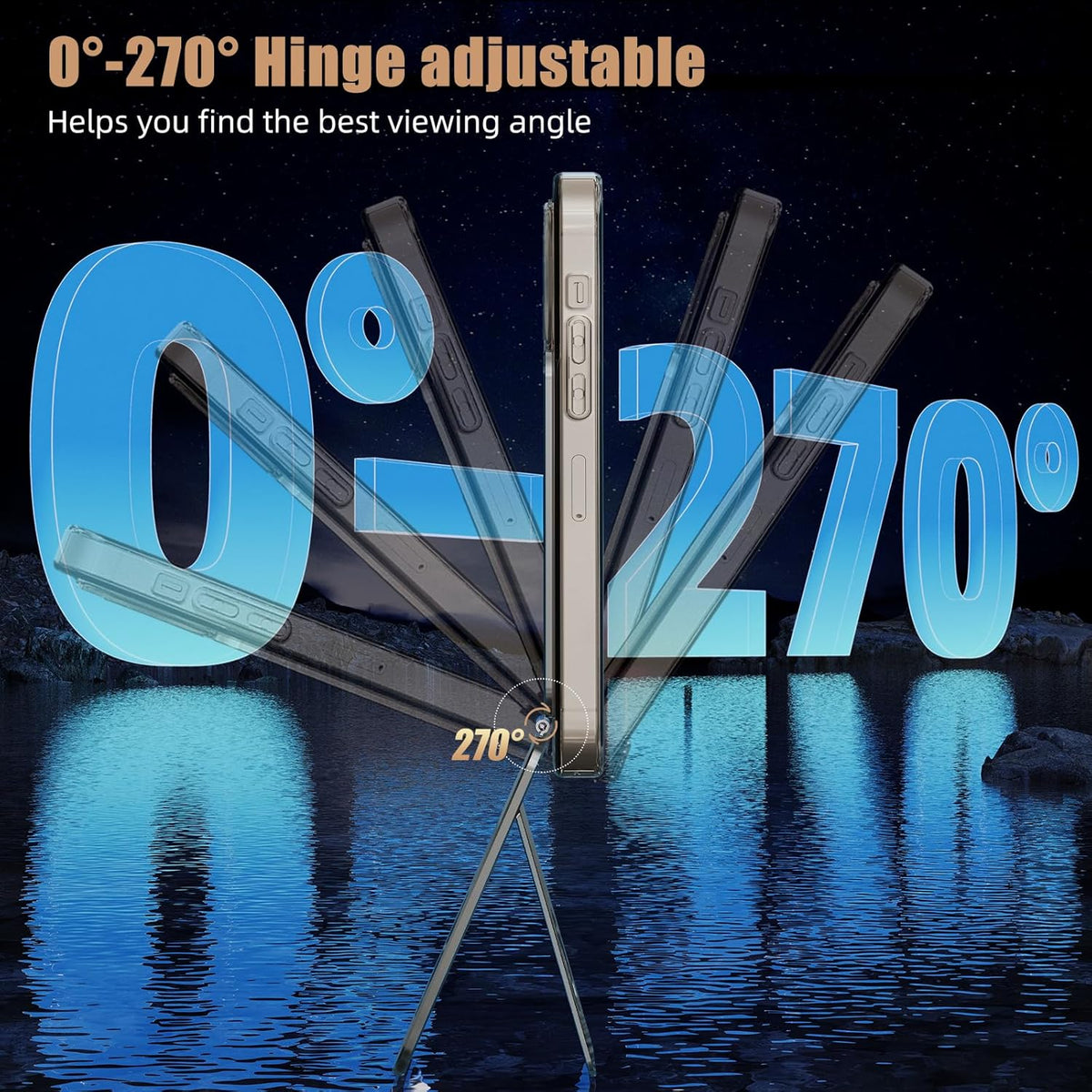 Phone Tripod Stand, Aluminum Alloy Mini Tripod Compatible with Magsafe iPhone 16/15/14/13/12 Series, Foldable Strong Magnetic Phone Stand, Mult-Angle Adjustment Selfie Stick（Desert Gold）
