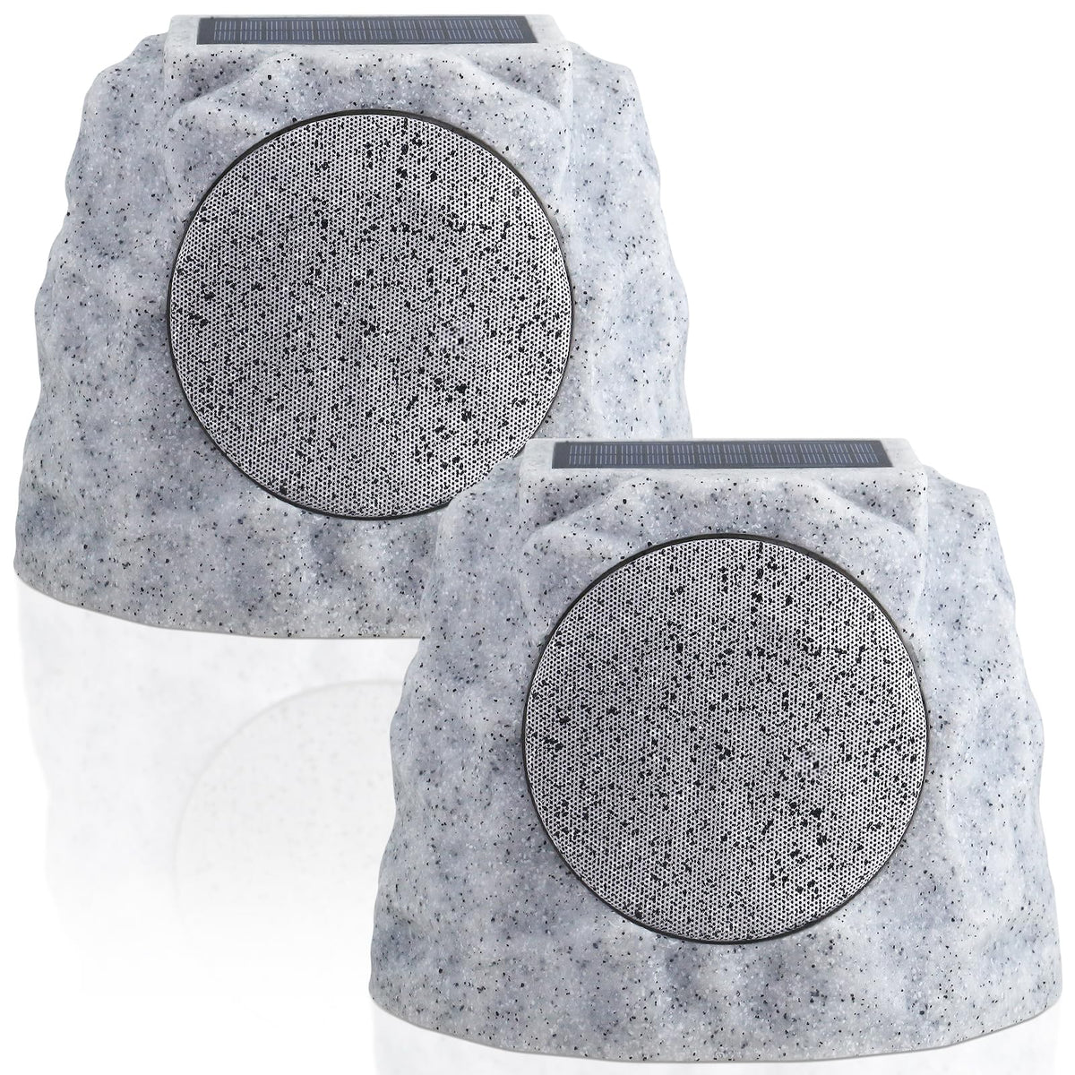 NiceBuy Solar Rock Speakers Outdoor Water-Resistant 2-Pack Solar Powered Rock Speaker with Lights RGB and TWS Pair for Patio Out