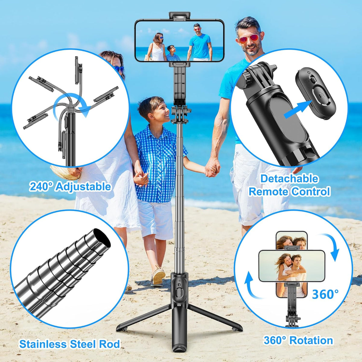 SelfieShow Selfie Stick, Extendable Selfie Stick Tripod with Wireless Remote and Tripod Stand, Portable, Lightweight, Compatible with iPhone 15 14 13 12 Pro Xs Max X 8Plus, Samsung Smartphone and More